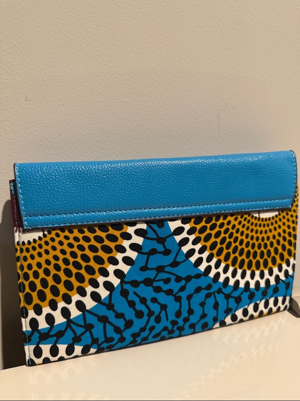 Blue and Yellow Ankara Patterned Envelope Clutch - Picture 3 of 5